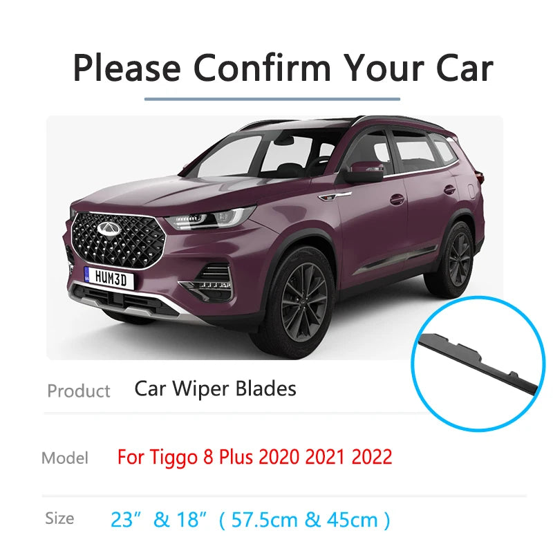 For Chery Chirey Skytour Fownix Tiggo 8 Plus Pro Max 2020 2021 2022 Wiper Blades Silicone Front Window 23" 18"Car Accessories