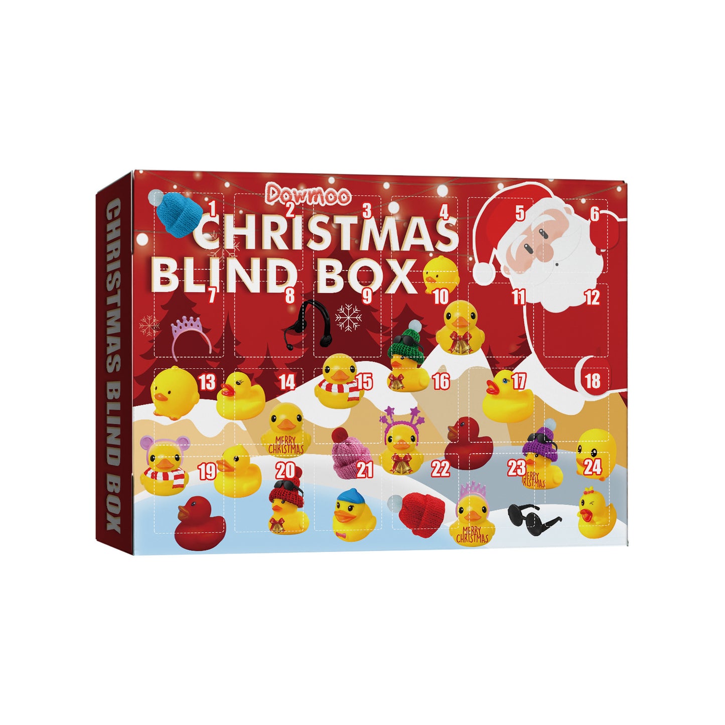 Christmas Rubber Small Yellow Duck Advent Calendar 24 Grid