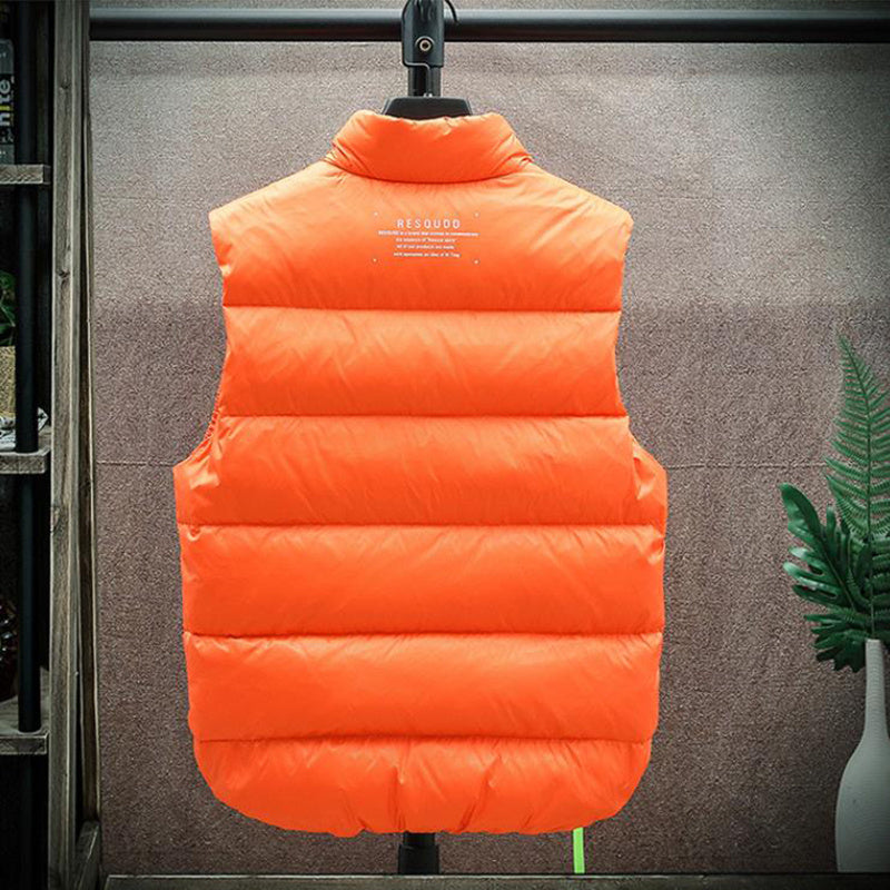 Men's Winter Down Vest Fashion All-match Stand-collar Sleeveless Jacket Solid Thickened Tank Outerwear Clothing