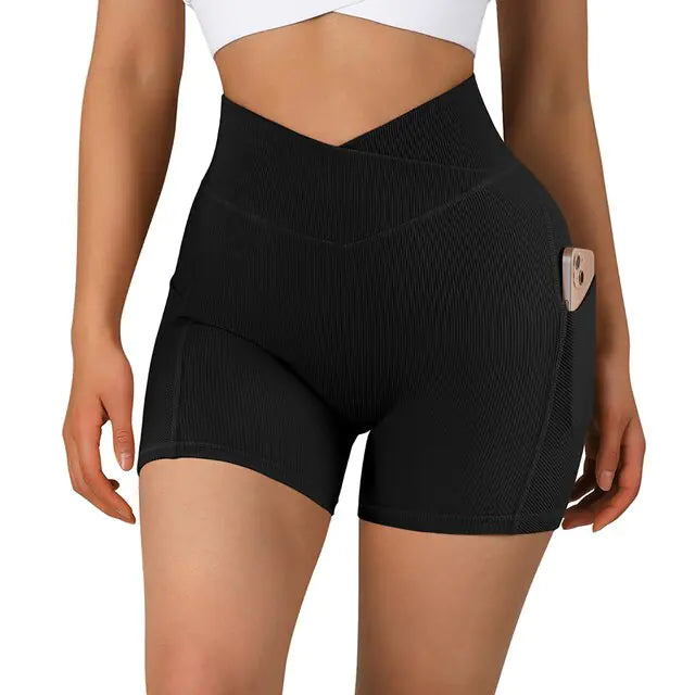 Sports Shorts Women High Waist Workout Seamless Fitness Yoga Shorts