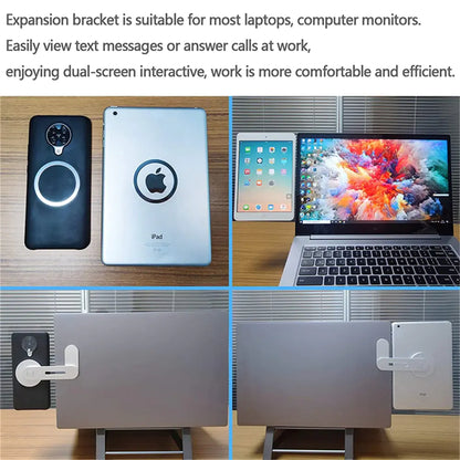 Adjustable Monitor Expansion Bracket Magnetic Screen Side Phone Support Holder for Macbook Air Pro Laptop Magnet Phone Stand