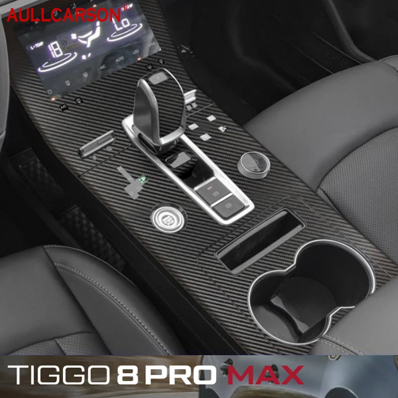 For Chery Tiggo 8 Pro Max 2022 2023 2024 Car Console Gearbox Panel Sticker Strips Carbon Fiber Film Garnish Salon Accessories