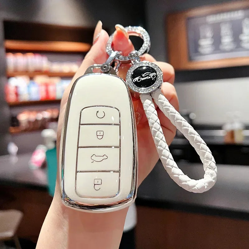 TPU Protective Case for Key Fobs of Chery Tiggo 8 PRO / PRO MAX / OMODA 5C / 7 PRO MAX With Exquisite Keychain