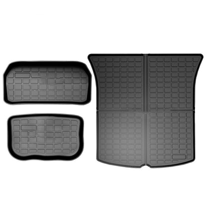 Tesla Model Y Floor Mat & Cushion Set - Full Car Coverage, Rubber Material, Tailored for Standard & Seven-Seater Models