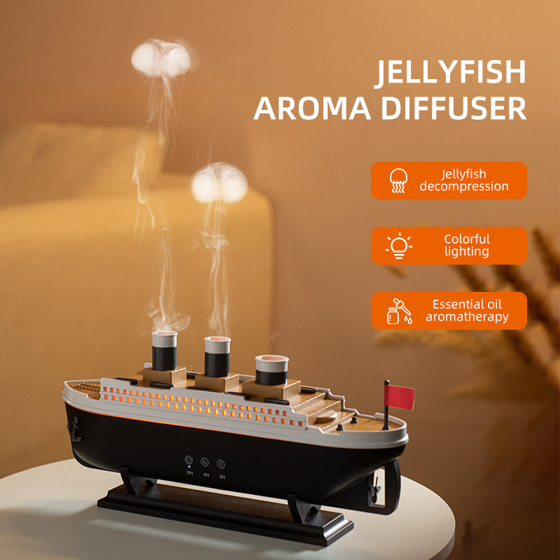 Steamship Diffuser Colorful LED Humidifier Essential Oil Diffuser For Home Office Bedroom Atmosphere Night Light 7 LED Colors