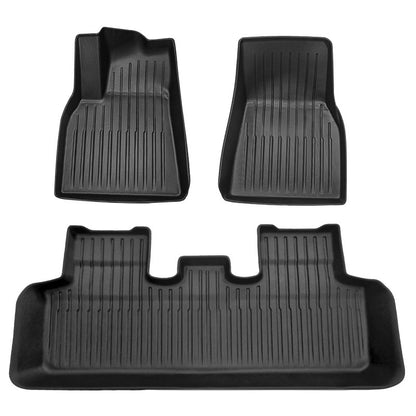 Tesla Model Y Floor Mat & Cushion Set - Full Car Coverage, Rubber Material, Tailored for Standard & Seven-Seater Models