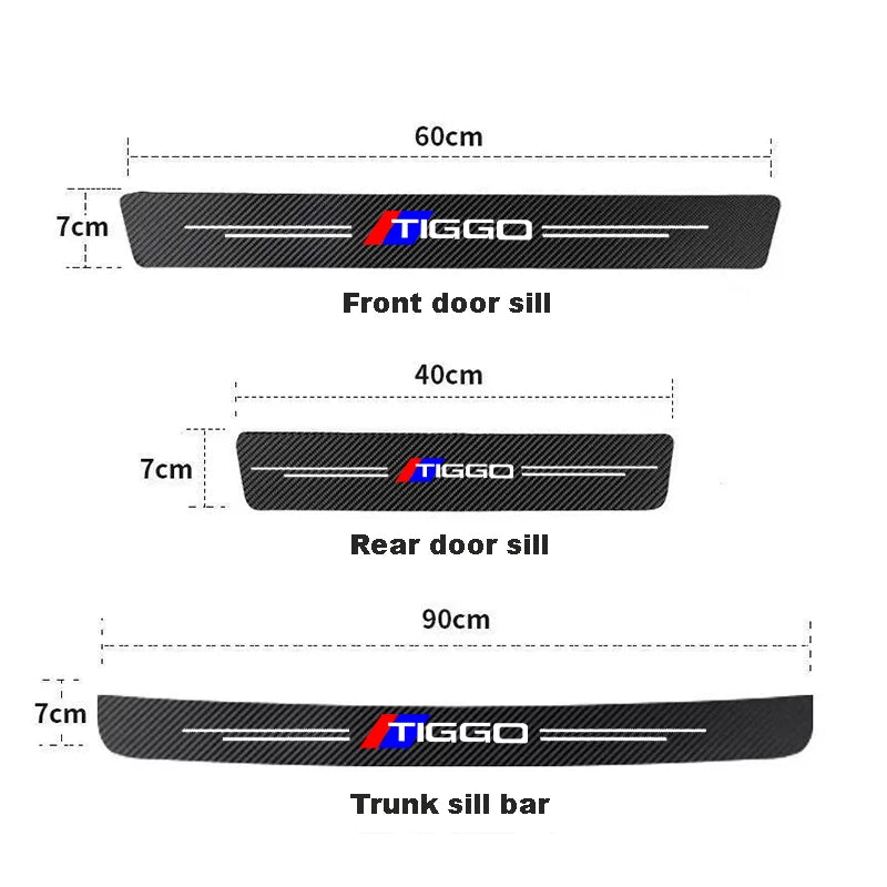 Carbon Fiber Car Door Threshold Scuff Plate for Chery Tiggo 3/4/5/5X/6/7/8 Pro – Rear Bumper Protector Stickers