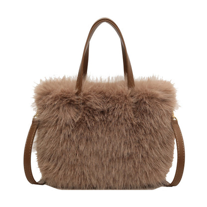 Faux Fox Plush One-shoulder Crossbody Bag