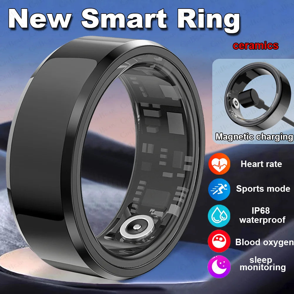 2024 Smart Ring Men Women IP68 Waterproof Heart Rate Blood Oxygen Sleep Health Monitor Sport Fitness Health Ring for Android IOS