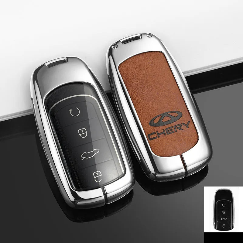 Leather Zinc Alloy Remote Key Case Full Cover For Chery Tiggo 7 Tiggo 8 Pro 8 PLUS Arrizo 5 Protective Shell Car Accessories