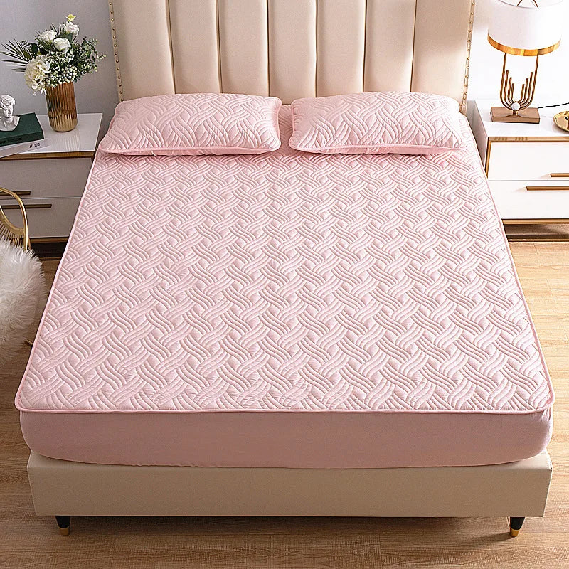 Thicken Quilted Mattress Cover King Queen Quilted Bed Fitted Bed Sheet Anti-Bacteria Mattress Topper Air-Permeable Bed Cover