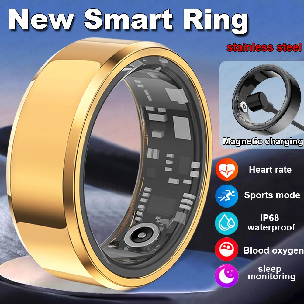 2024 Smart Ring Men Women IP68 Waterproof Heart Rate Blood Oxygen Sleep Health Monitor Sport Fitness Health Ring for Android IOS