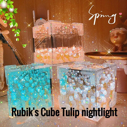 Handmade DIY Tulip Flower Small Night Light Romantic Gift For Girlfriend Mirror Lamp DIY Material Pack Atmosphere Decoration Home Decor