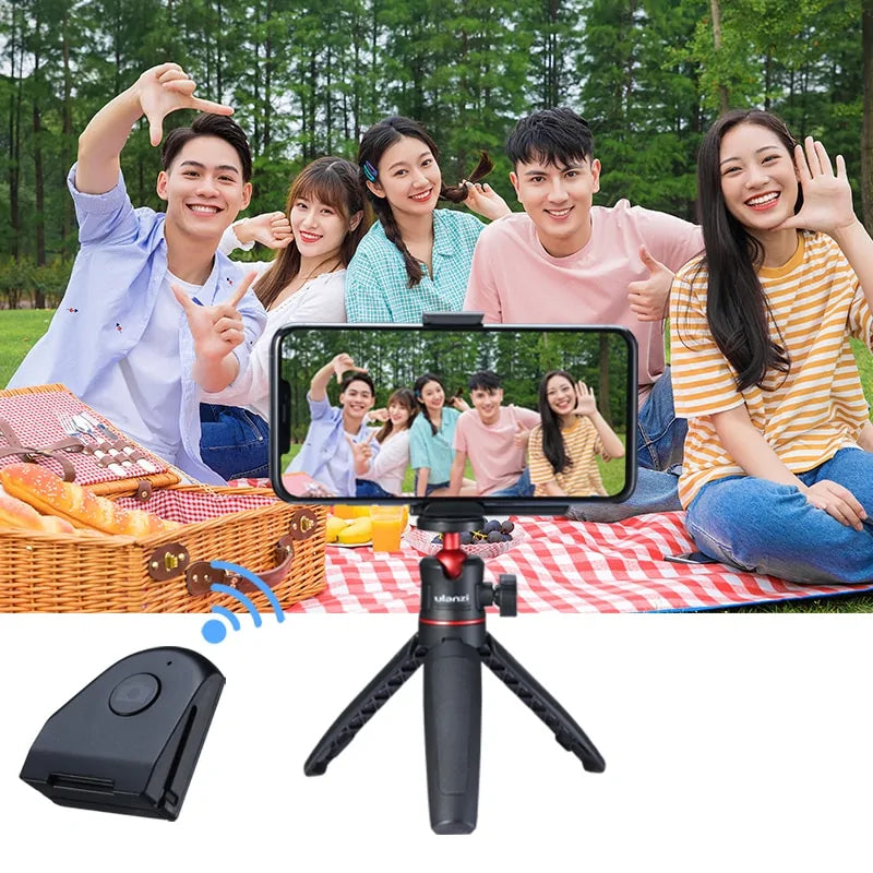 Ulanzi CapGrip Wireless Bluetooth Smartphone Selfie Booster Handle Grip Phone Stabilizer Stand Holder Shutter Release 1/4 Screw | Adjustable Phone Holder for Perfect Shots | Portable and Lightweight