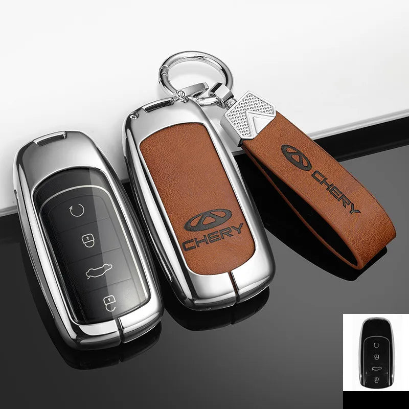 Leather Zinc Alloy Remote Key Case Full Cover For Chery Tiggo 7 Tiggo 8 Pro 8 PLUS Arrizo 5 Protective Shell Car Accessories