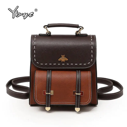 Vintage Paneled PU Leather Women Backpack – Stylish and Trendy Accessory