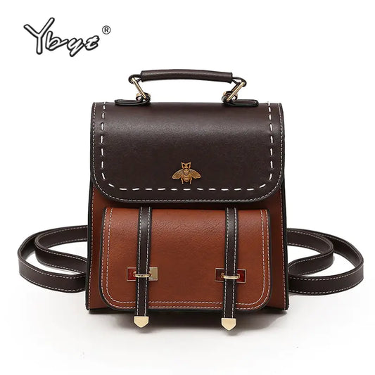 Vintage Paneled PU Leather Women Backpack – Stylish and Trendy Accessory