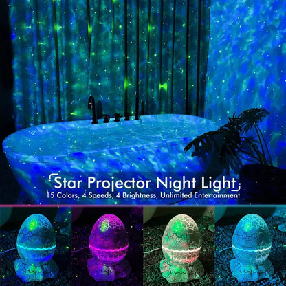 Dinosaur Egg Galaxy Projector: Cosmic Lights, Wireless Music, & White Noise for Kids and Adults