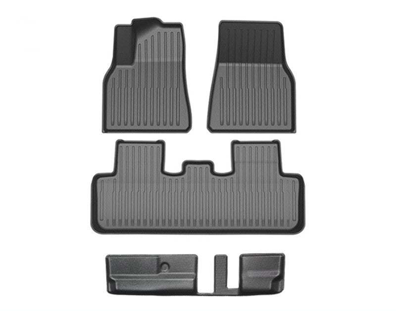 Tesla Model Y Floor Mat & Cushion Set - Full Car Coverage, Rubber Material, Tailored for Standard & Seven-Seater Models