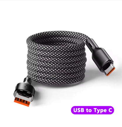 100W 6A Magnetic Fast Charging USB-C Cable | Quick Data Sync & Easy Storage | Compatible with Samsung, Xiaomi, and More