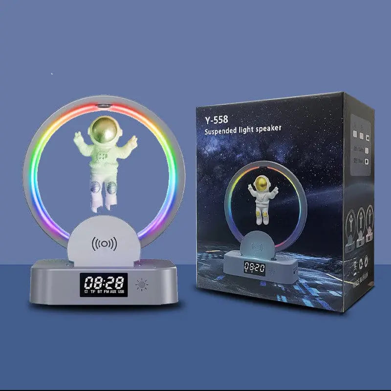 Galactic Levitating Spaceman Speaker System with Wireless Charger & Alarm Clock | Cute Suspended Design | NouranTrips