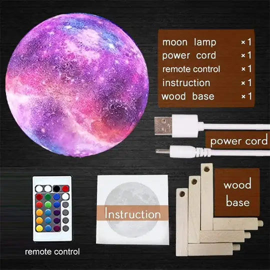 Moon Lamp Galaxy Moon Light Kids Night Light 16 Color Change Touch Remote Control Galaxy Light