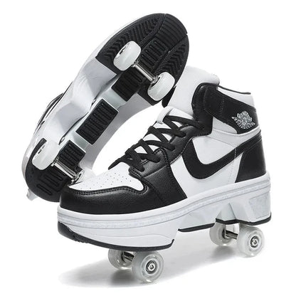 Roller Skate Sneakers - Stylish 2-in-1 Skates with PU Wheels & Comfortable Design for Men & Women