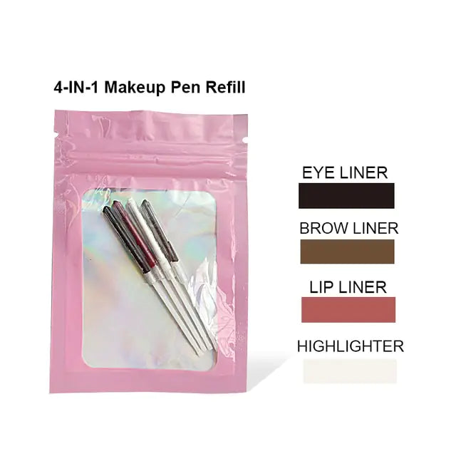 Multi-effect 4 In 1 Eyeliner Eyebrow Pencil Contour Pen Long Lasting Waterproof Cosmetics Eyeliner Makeup Pencil Lip Liner Pen