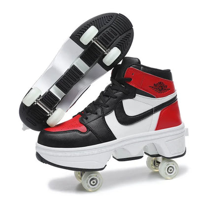 Roller Skate Sneakers - Stylish 2-in-1 Skates with PU Wheels & Comfortable Design for Men & Women