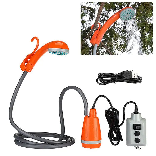 Outdoor Camping Shower IPX7 Waterproof with Digital Display Portable Electric Shower Pump for Hiking Travel Beach Pet Watering