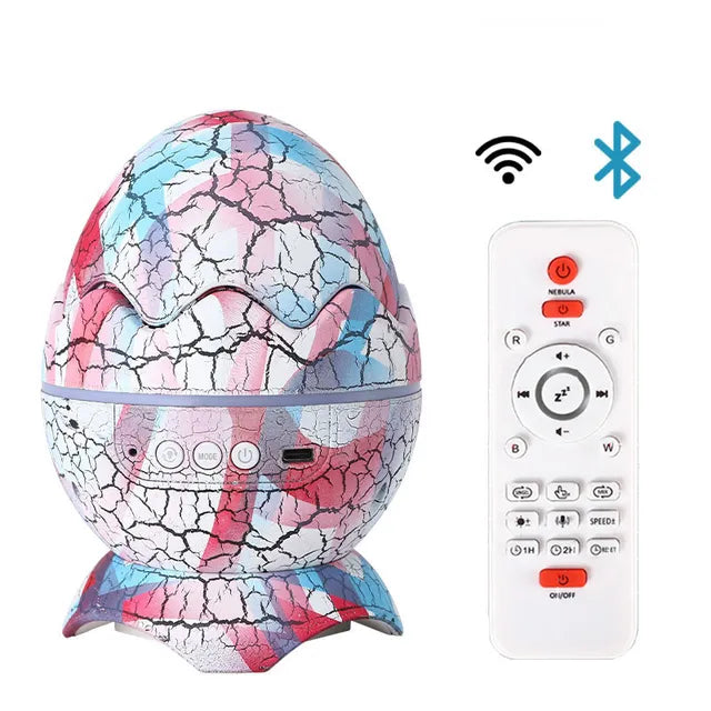 Dinosaur Egg Galaxy Projector: Cosmic Lights, Wireless Music, & White Noise for Kids and Adults