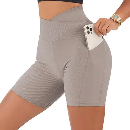 Sports Shorts Women High Waist Workout Seamless Fitness Yoga Shorts