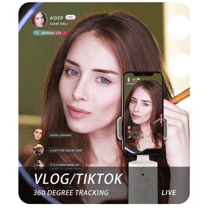 Auto Face Tracking Phone Holder Tripod Stand | 360° Rotation | Perfect for Vlogging, Live Streaming, and Video Calls