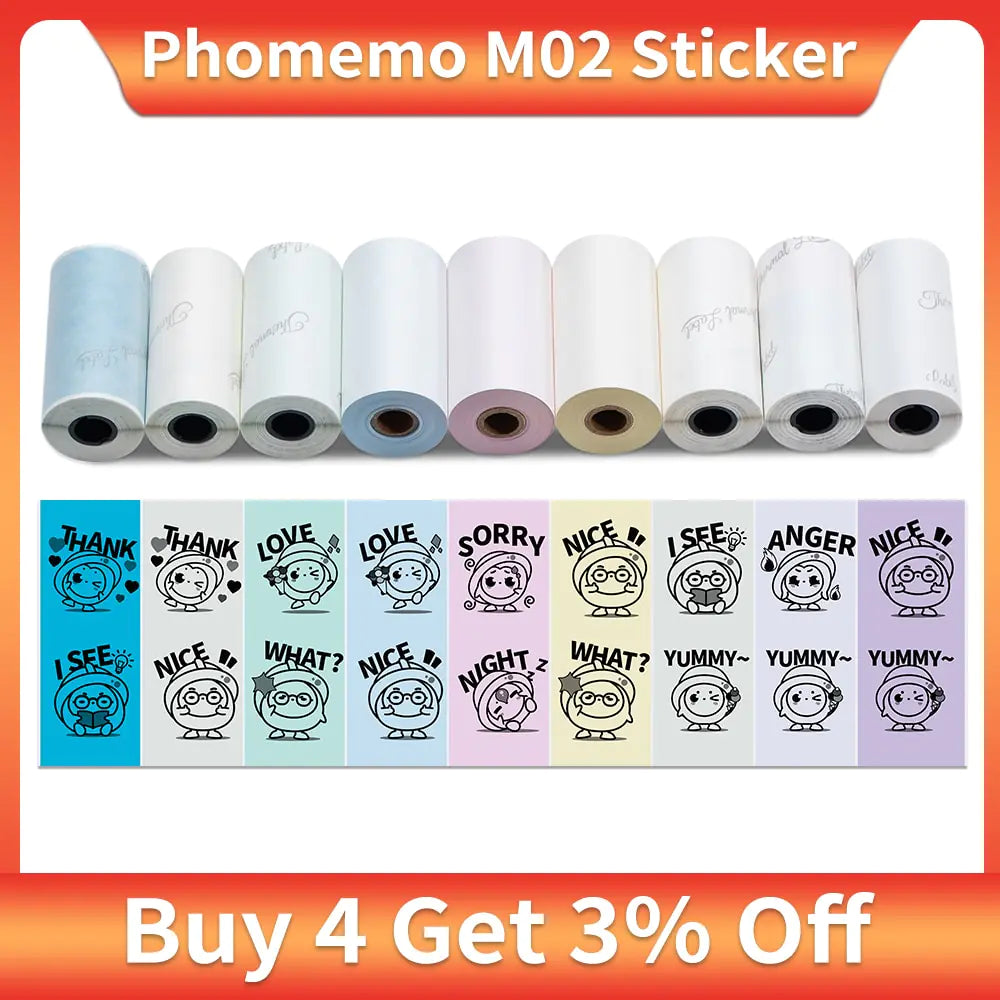 Phomemo Printer Sticker Self-Adhesive M02 Series Printer Paper