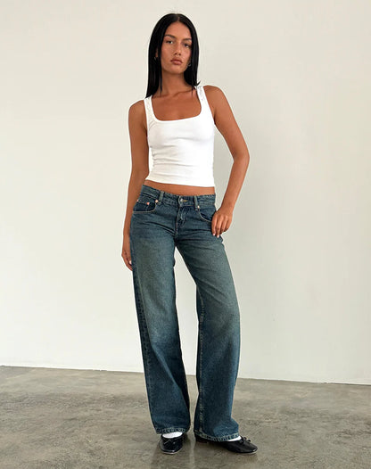 Women's Casual Low-Rise Straight-Leg Jeans with Pockets