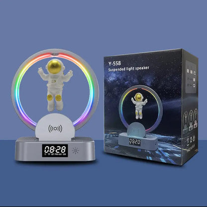 Galactic Levitating Spaceman Speaker System with Wireless Charger & Alarm Clock | Cute Suspended Design | NouranTrips