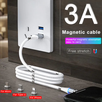 Magnetic 3A Fast Charging Cable - iPhone 12/11 Pro XS X, Samsung S10, Xiaomi