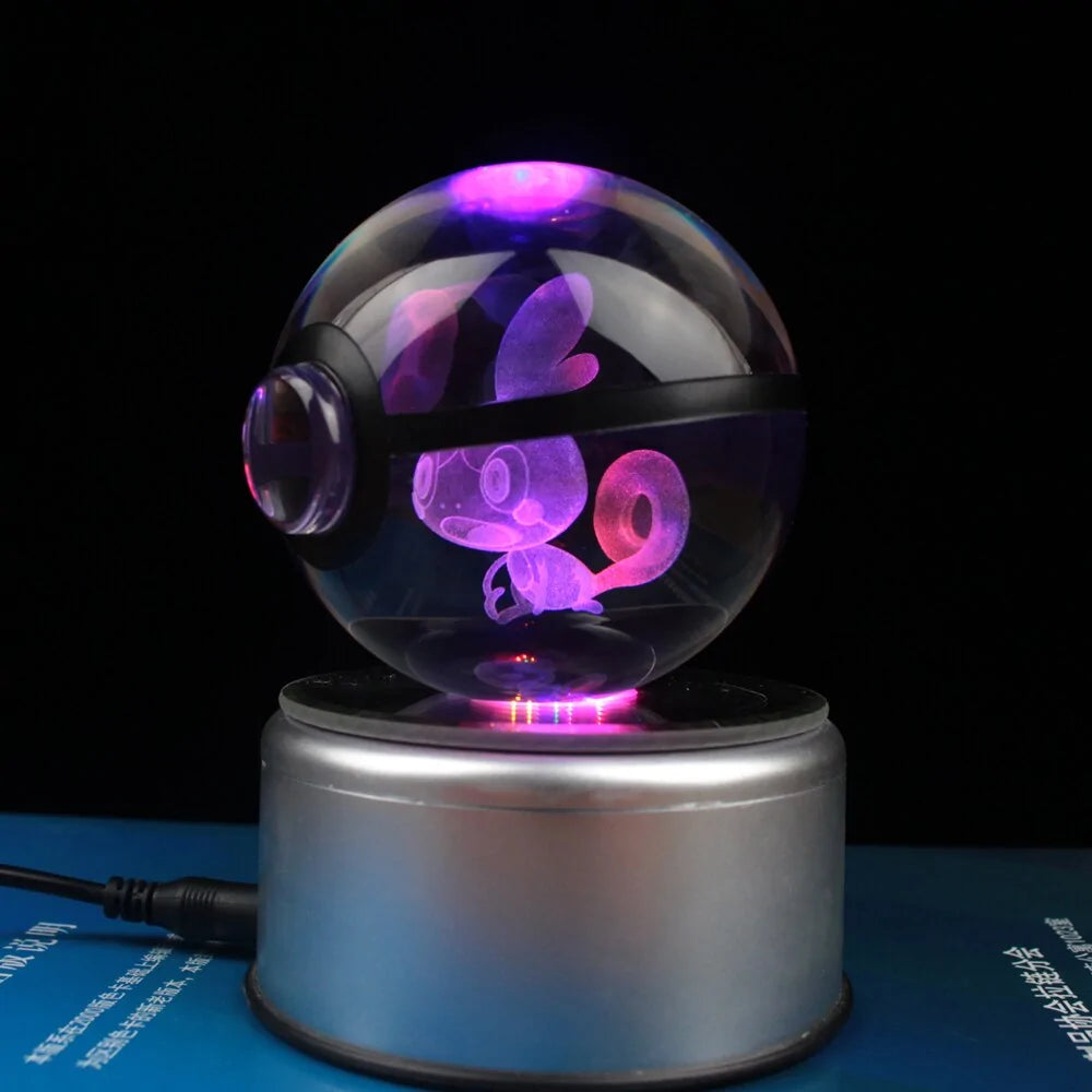 80mm Diameter Crystal Glass Ball with Rotating LED Lamp Base