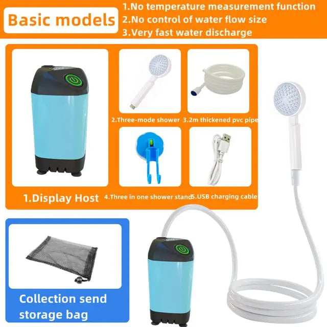 Outdoor Camping Shower Portable Electric Shower Pump IPX7 Waterproof with Digital Display for Camping Travel Beach Pet Watering