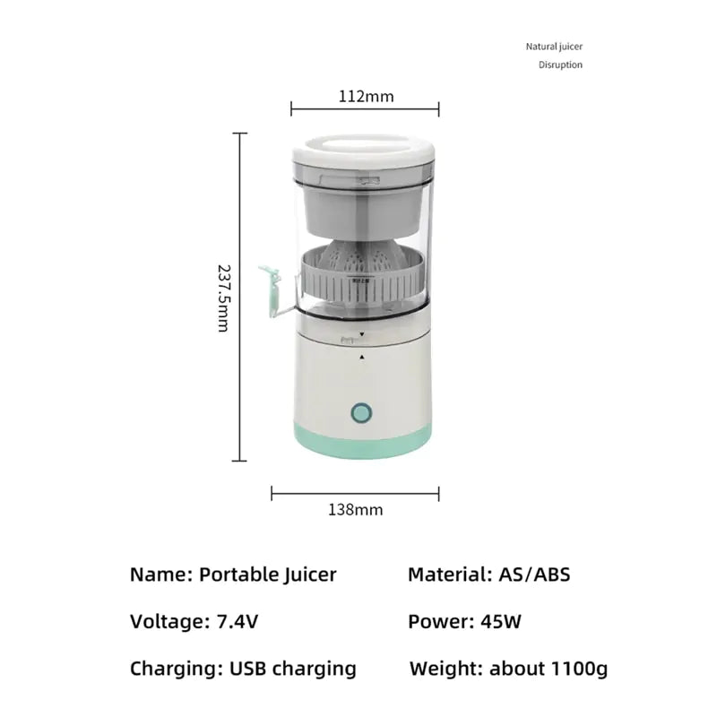 Electric Citrus Juicer, Citrus Juicer with USB Cable, Easy to Clean Portable Juicer for Fresh Orange Juice, Squeeze Orange, Lemon, Kiwi and Grapefruit Juice