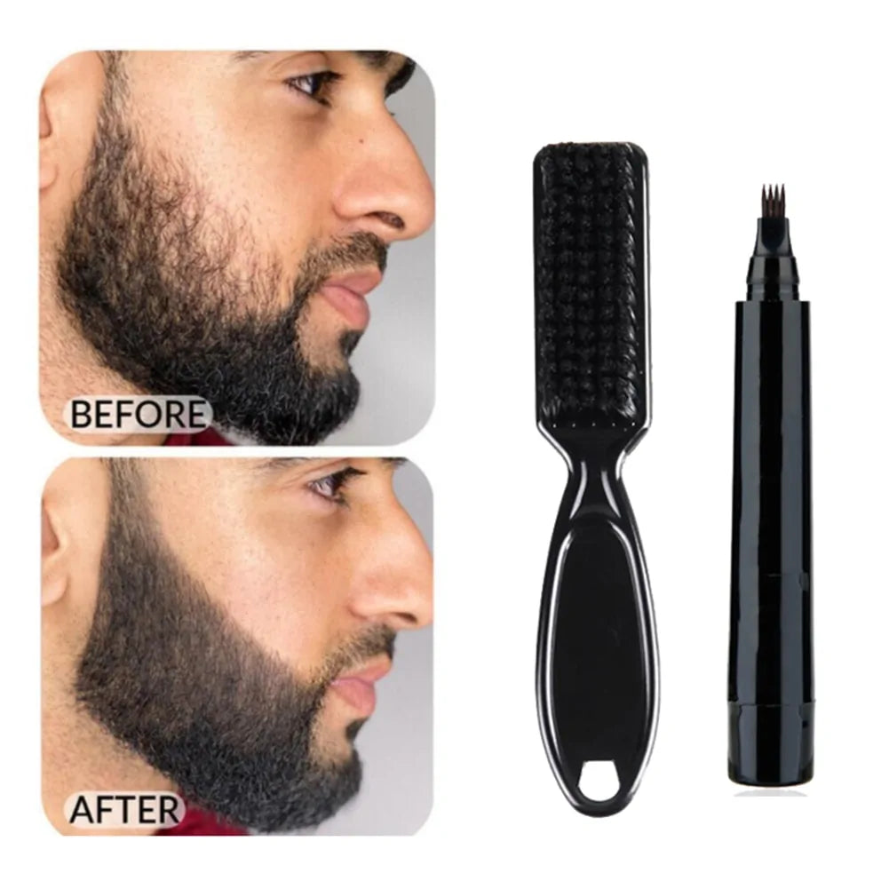 Brown Beard Pencil Filler with Waterproof Long Lasting Coverage and Brush