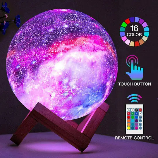 Moon Lamp Galaxy Moon Light Kids Night Light 16 Color Change Touch Remote Control Galaxy Light