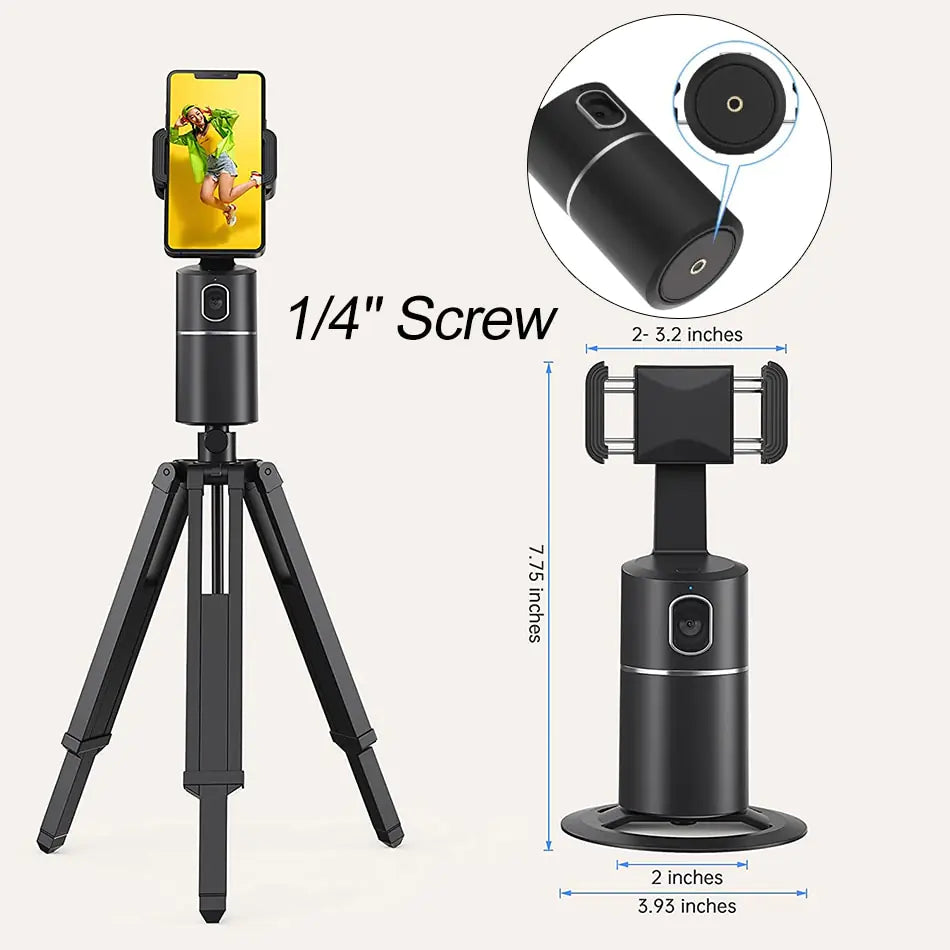 Auto Face Tracking Phone Holder Tripod Stand | 360° Rotation | Perfect for Vlogging, Live Streaming, and Video Calls