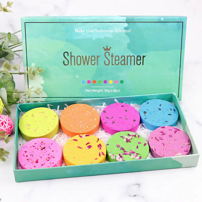 Shower Steamers Aromatherapy - 8 Pack Pure Essential Oil Shower Bombs for Home Spa Bath Self Care, Essential Oil Stress Relief and Relaxation Bath Gifts for Mom Women, Birthday Christmas Day Green