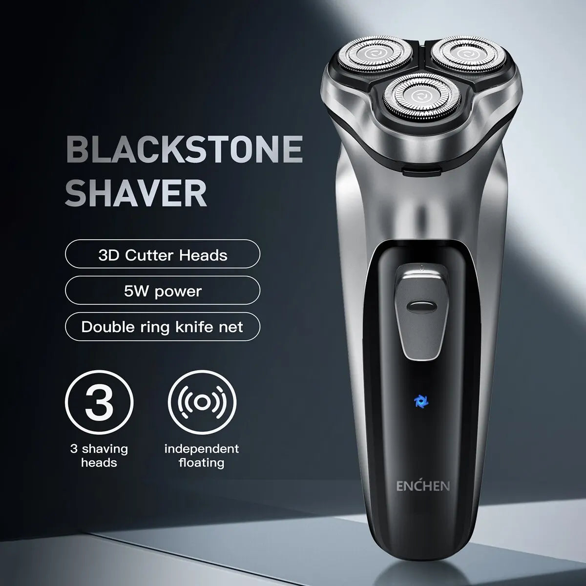 ENCHEN Blackstone 3D Floating Blade Rotary Shaver - Washable, Type-C USB Rechargeable Beard Machine for Men | NouranTrips.shop