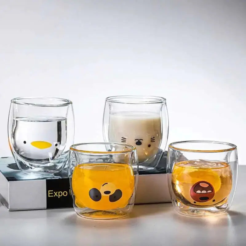 Animal-themed Double-layer Glass Mug