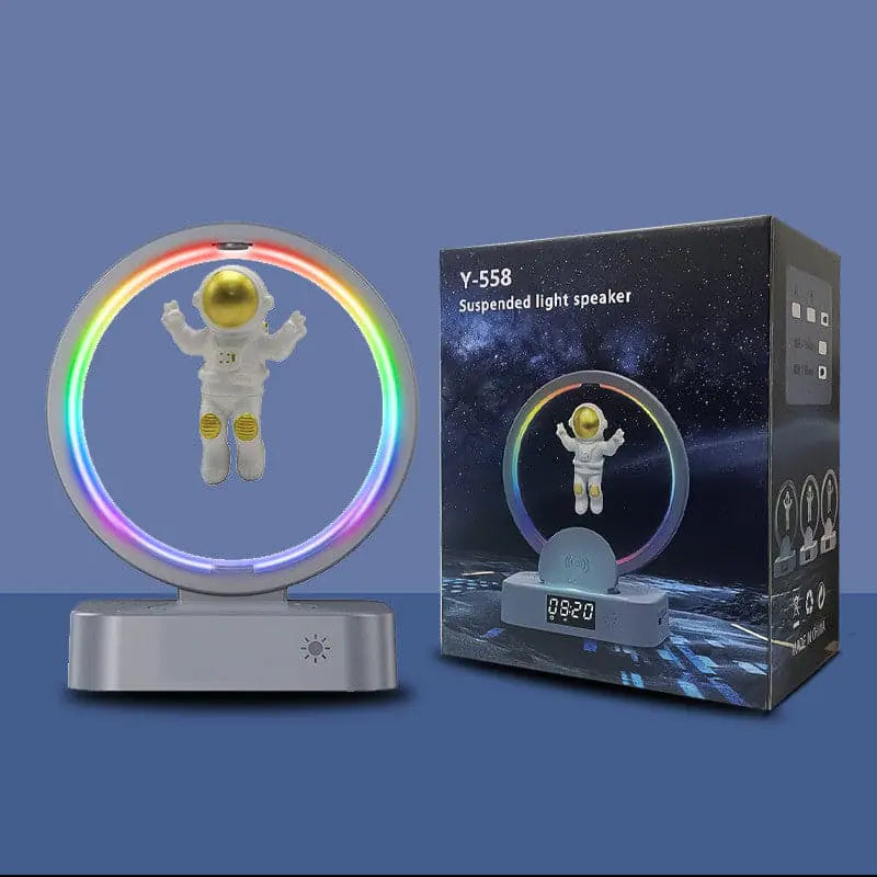 Galactic Levitating Spaceman Speaker System with Wireless Charger & Alarm Clock | Cute Suspended Design | NouranTrips