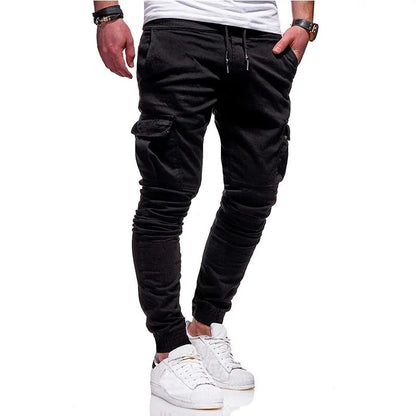 Men's Slim Fit Ankle-tied Pencil Pants with Drawstring and Side Pockets