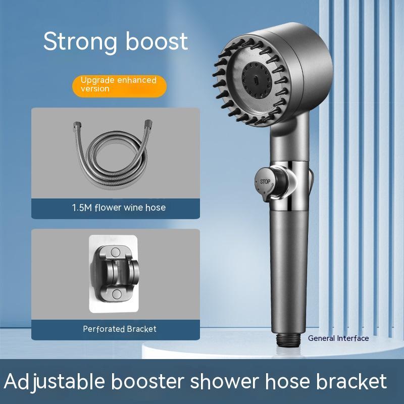 The Third Gear Adjustable Strong Supercharged Shower Head Household Bath Shower Hose Shower Head