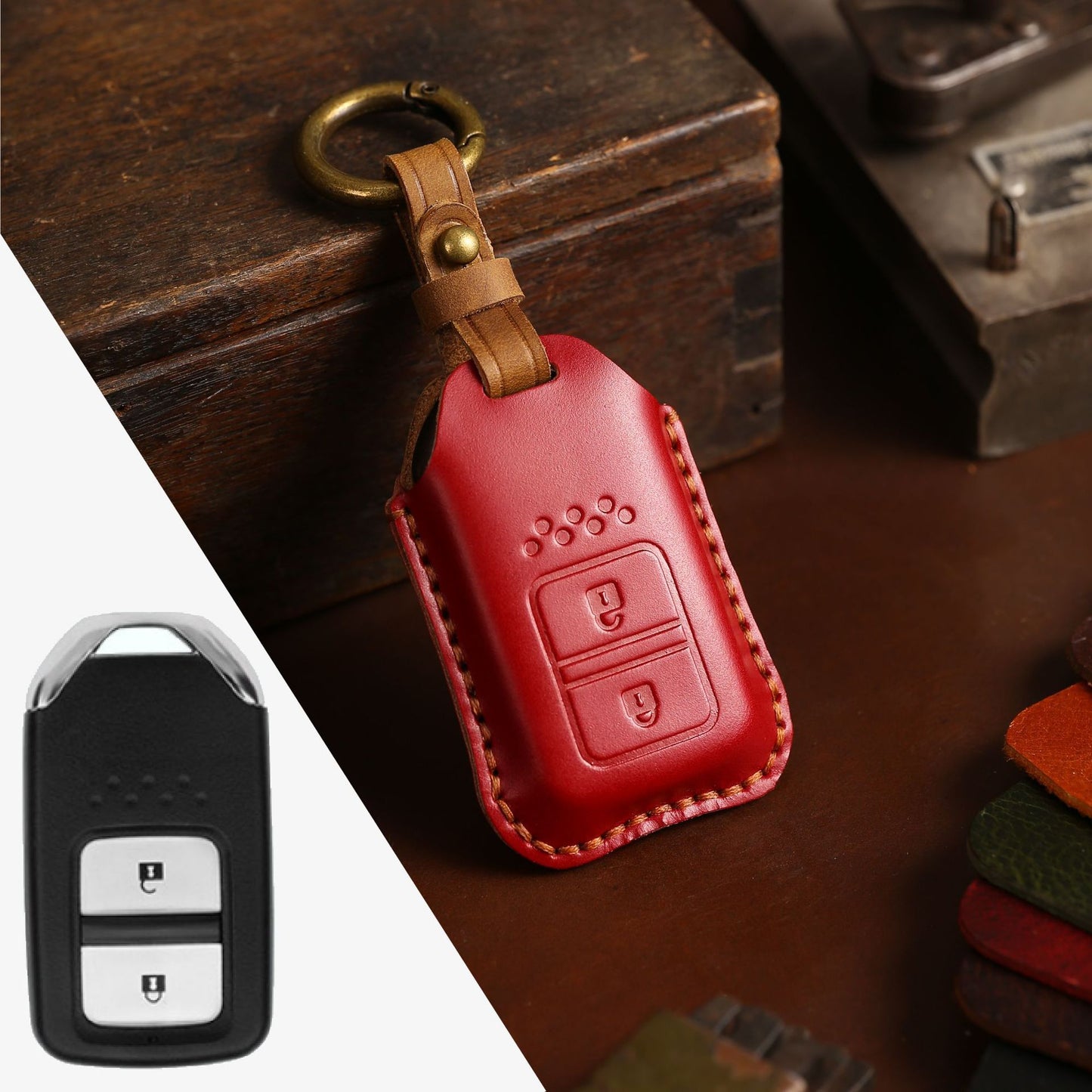 Full Leather Car Key Case Cowhide